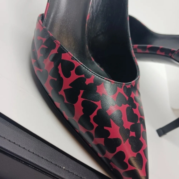 SAINT LAURENT red & black heart heels - Picture 3 of 11